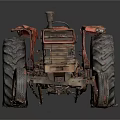 Old Red Vintage Tractor Farm Equipment With Large Tires And Rustic Parts