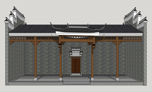 Chinese Stage Huizhou Traditional Stage 3d model