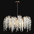 Luxurious Crystal Chandelier with Gold Frame and Hanging White Crystal Strands
