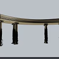 Classic Curved Pergola Structure With Columns Covered In Green Vines