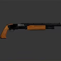 Ergonomic Modern Tactical Shotgun With Wooden Stock And Black Barrel Design