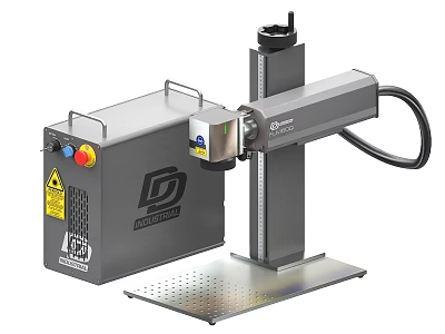 Industrial Laser Marking Machine With Main Unit Mechanical Arm Control Buttons And Worktable 3d model
