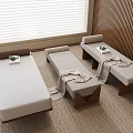 Serene Spa Room With Three Massage Beds Light Fabric Wooden Frames Towels And Blinds