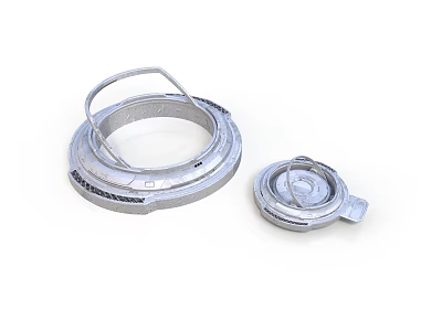 Industrial Metal Ring Components With Large Ring Handle And Small Cover Lid Design 3d model