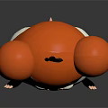 Orange And White Cartoon Hamster With Big Eyes Holding White Object On Black Surface