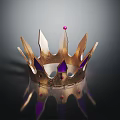 Golden Crown with Purple Accents and Reflection on Dark Background