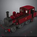 Detailed Red Vintage Steam Train Model With Classic Chimney And Wheels