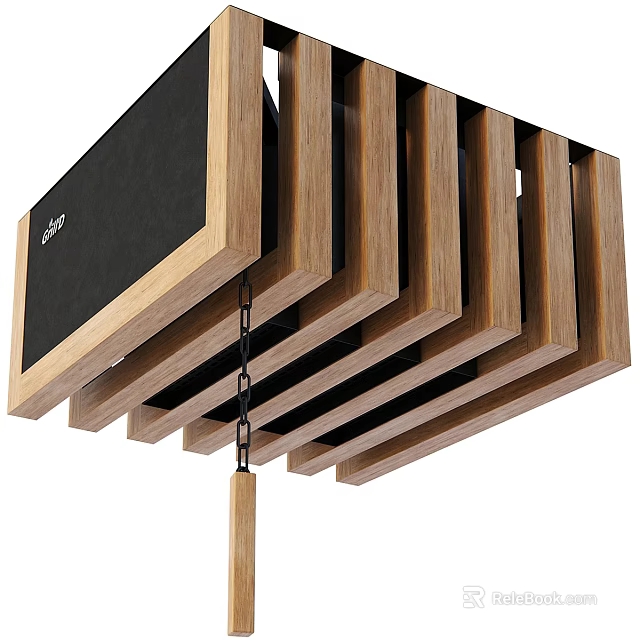 Industrial Equipment Featuring Layered Wooden Frames Black Panels And Chain Suspension Structure 3d model 