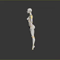 Futuristic Female Robot Character With White Body And Golden Joints 3D Model Design