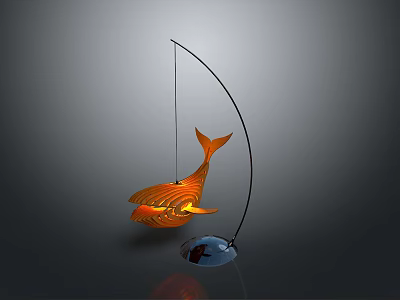 Whale Shaped Orange Lighting Combination With Curved Stand And Illuminated Design 3d model