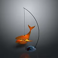 Whale Shaped Orange Lighting Combination With Curved Stand And Illuminated Design