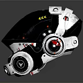Futuristic Robot With Transparent Dome Blue Glowing Lights And Wheeled Design