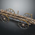 Antique Wooden Cart With Large Spoked Wheels Rustic Wooden Frame And Metal Rims