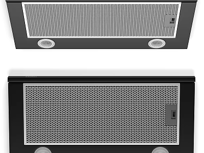 Modern Black Kitchen Range Hood With Mesh Panel Round Lights And Control Panel 3d model