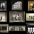 Creative Modern Window Display Featuring Fashion Mannequins Decorative Elements And Lighting 3d model