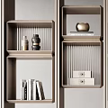 Modern Bookshelf Bookcase Decorative Cabinet Antique Rack Combination 3d model
