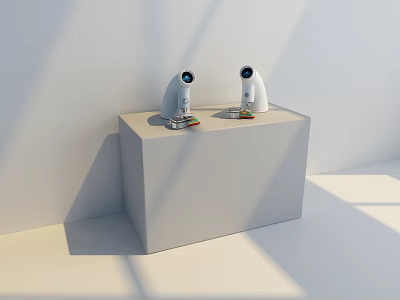 Two White Medical Devices On Display Stand With Modern Clinical Design 3d model