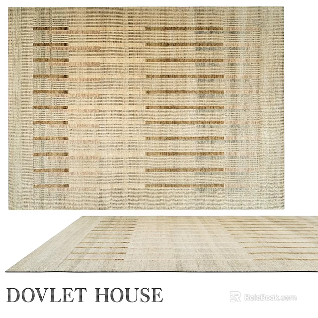 Square Carpet With Striped Woven Design Neutral Beige Tone For Living Room Decor 3d model 