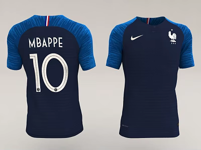 France National Team Dark Blue Soccer Jersey With MBAPPE 10 Nike FFF 3d model