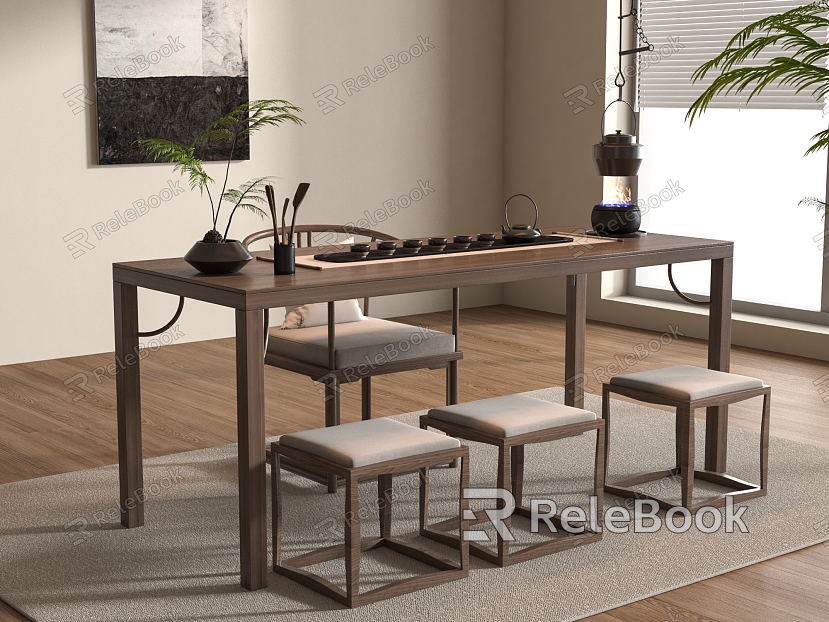 Modern Tea Table and Chair Combination Solid Wood Tea Table Tea Table model