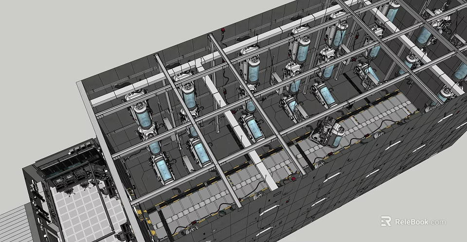 Modern Laboratory Interior Layout With Multiple Arranged Equipment And Structured Setup 3d model