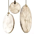 Marble Chandeliers With Oval Shape Gold Hanging Hooks And Natural Texture For Modern Interior