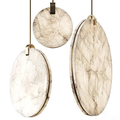 Marble Chandeliers With Oval Shape Gold Hanging Hooks And Natural Texture For Modern Interior 3d model