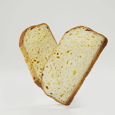 Freshly Baked Sliced White Bread With Airy Porous Texture And Golden Crust 3d model