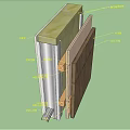 Building Component Sectional View With Wooden Panel Insulation Layer And Metal Frame 3d model