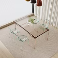 Dining Table Set With Glass Top Transparent Chairs And Brass Frame By Window With Curtains