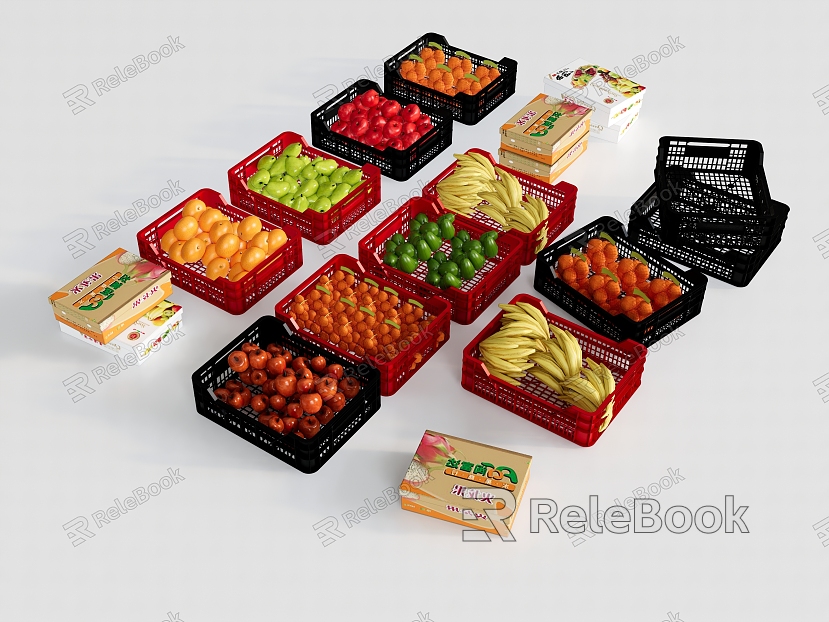 Fruit Vegetable Fruit Box Transfer Box Banana Apple Orange Orange Pole model