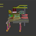 Industrial Furnace Equipment With Yellow Mechanical Arm Support Legs And Red Heating Section