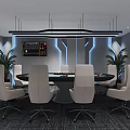 Modern Casino Interior With Poker Table White Chairs And Electronic Screens