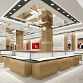 Elegant New Chinese Style Jewelry Store Interior With Wooden Reception Counter And Exquisite Traditional Decorations