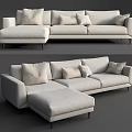 Light Colored Modern L Shaped Multi Seater Sofa With Comfortable Cushions 3d model
