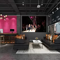 Modern Clothing Store Interior Design With Hanging Clothes Display Racks And Decorative Shelves