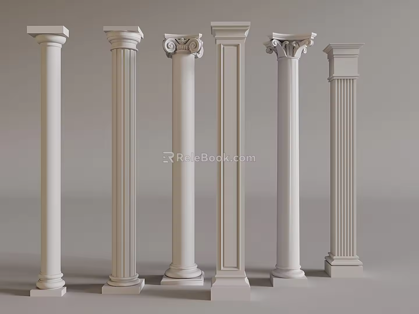 European Roman Column Simple European Column Carved Column Head Column Square Column 3d model