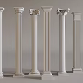 European Roman Column Simple European Column Carved Column Head Column Square Column 3d model
