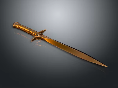 Golden Sword With Decorative Hilt And Smooth Blade On Dark Background 3d model