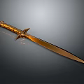 Golden Sword With Decorative Hilt And Smooth Blade On Dark Background