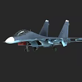 Blue Gray Military Fighter Jet With Twin Vertical Tails And Landing Gear
