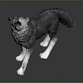 Detailed Realistic Wolf Sculpture Howling While Running On Dark Gray Background