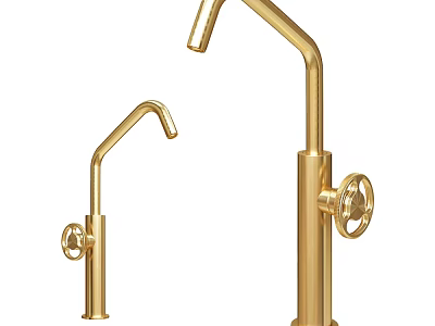 Elegant Golden Faucets With Modern Design And Tall Short Structures For Home Use 3d model