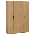 Modern Wooden Wardrobe With Triple Door Design And Sleek Black Handles
