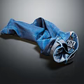Stylish Blue Jeans Rolled Up With Matching Belt And Casual Design