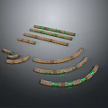 Decorative Curved And Straight Strips With Textured Surface And Green LED Lights