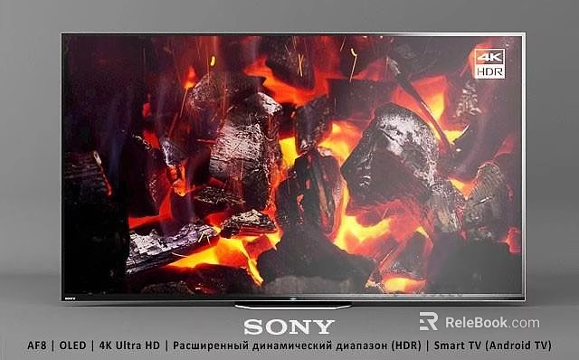 Sony OLED Smart TV 4K Ultra HD HDR Displaying Vivid Flames With Android System 3d model 
