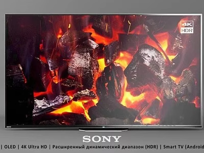 Sony OLED Smart TV 4K Ultra HD HDR Displaying Vivid Flames With Android System 3d model