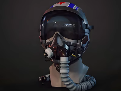 Weapon Gear Military Aviation Flight Helmet With Transparent Visor And Breathing Tube 3d model