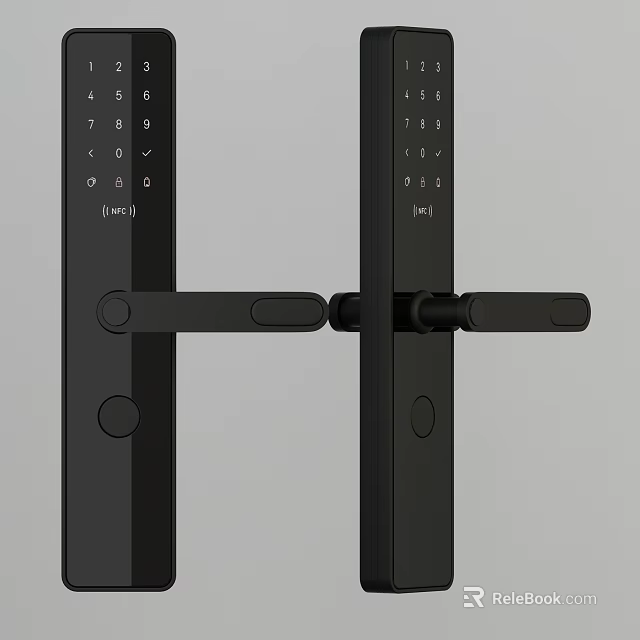 Black Smart Door Handle With Digital Keypad For Secure Home Entry 3d model 